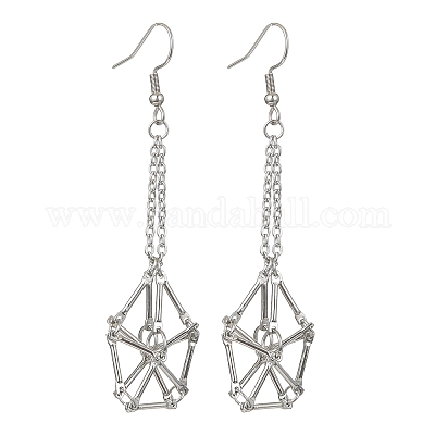 Круглые серьги с подвесками из смешанных натуральных и синтетических драгоценных камней EJEW-JE05553-1