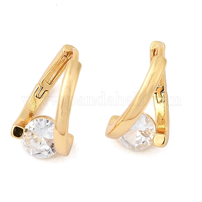 Круглые серьги-кольца из латуни с микропаве из прозрачных кубических цирконий EJEW-P331-09G-1