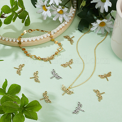 32 шт. филигранные соединительные звенья из нержавеющей стали 201 двух цветов STAS-DC0011-56-1