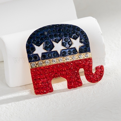 День независимости США Флаг элемент сплава брошь со стразами PW-WG52460-01-1