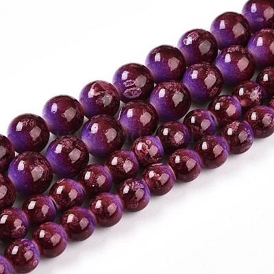 Выпечка окрашенные стеклянные бусины пряди DGLA-N008-8mm-04-1