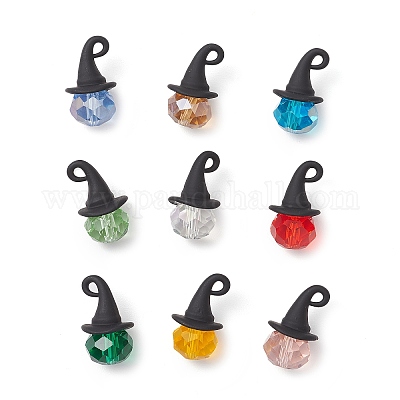 9 шт. 9-х цветные подвески из гальванического стекла на тему Хэллоуина PALLOY-JF04235-1
