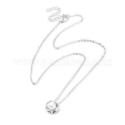 Ожерелья с подвеской из акрилового жемчуга из сплава с покрытием NJEW-S424-02P-1