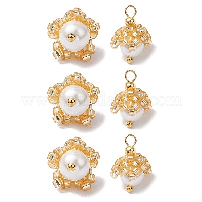 Подвески-цветы из бисера в форме цилиндра PALLOY-MZ00705-1