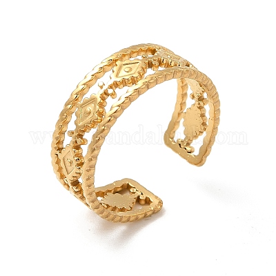 Кольцо-манжета из нержавеющей стали 304 с ионным покрытием (IP) в форме ромба для мужчин и женщин RJEW-E066-05G-1