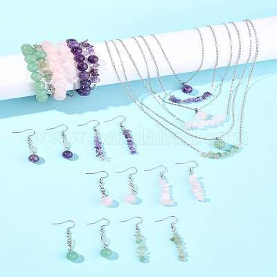 24 пара сережек-подвесок из хирургической нержавеющей стали 316 и ожерелья и браслеты из нержавеющей стали 304 SJEW-FS00007-1