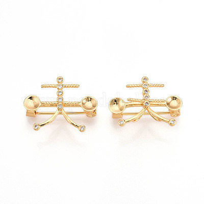 Латунь микро проложить кубического циркония фурнитуры брошки KK-N258-19G-1