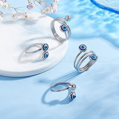 4 шт. 4 стильных кольца-манжеты из смолы от сглаза RJEW-PH0001-11-1