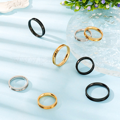 12 шт. 6 размера 201 нержавеющая сталь рифленые кольца для пальцев RJEW-TA0001-06EB-1