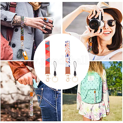 2 шт. 2-цветный полиэстеровый шнурок на запястье для украшения телефона HJEW-GO0001-03-1