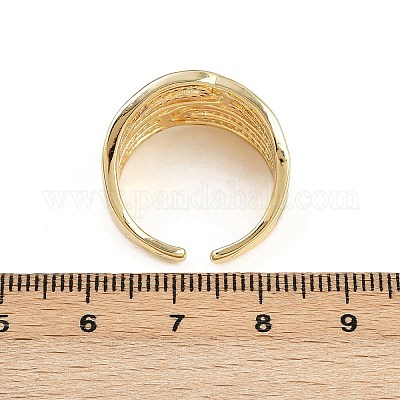 Латунные микро проложить манжеты кольца кубического циркония RJEW-D326-08G-1