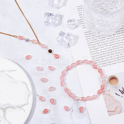 2 нити вишневых кварцевых стеклянных бусин G-FH0002-40-1