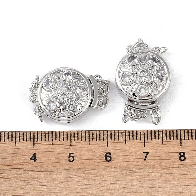 Покрытие стойки латунь микро паве прозрачный кубический цирконий застежки коробки KK-G494-10P-1