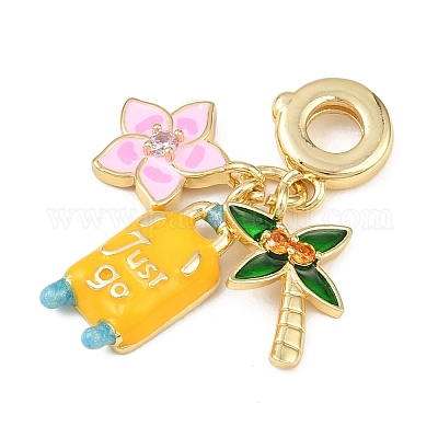 Стойка покрытие латунь кубический цирконий летние европейские подвески-шармы X-KK-P287-01B-G-1