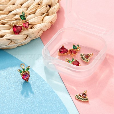 6шт латунные микропаве красочные кубические циркониевые подвески KK-LS0001-39-1