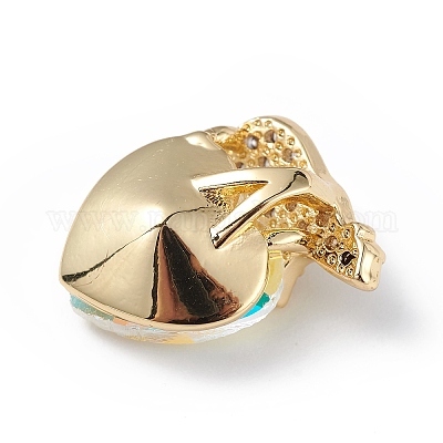 Настоящие 18-каратные позолоченные подвески из латуни с микропаве из прозрачного кубического циркония KK-C015-06G-05-1