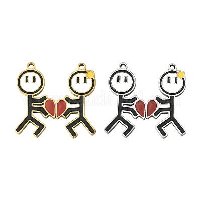 2 пара 2-х цветных магнитных подвесок ко Дню святого Валентина из нержавеющей стали 304 с эмалью STAS-FS0002-08-1