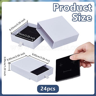 24 шт. квадратные картонные коробки для упаковки ювелирных изделий CON-OC0001-75-1