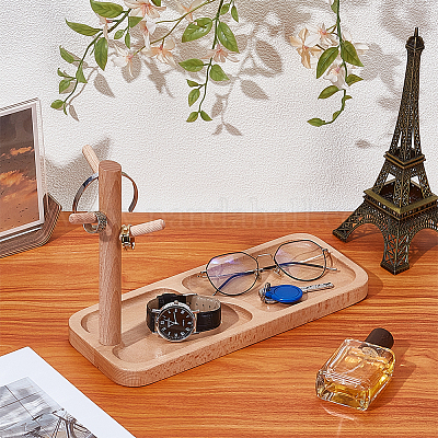 Деревянная башня-держатель для украшений с подносом ODIS-WH0078-59-1