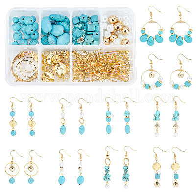 Wholesale SUNNYCLUE 1 Box DIY 10 Pairs Turquoise Beads Dangle