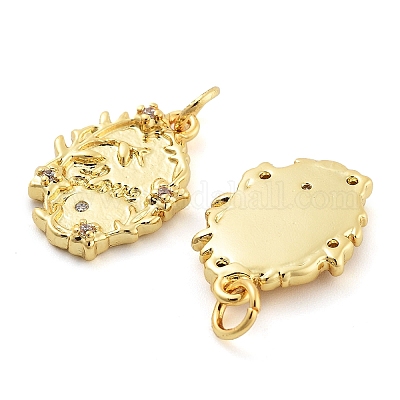 Подвески из латуни и прозрачного циркония с покрытием стойки KK-S371-03G-1