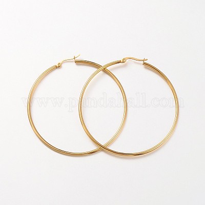 Серьги-кольца из нержавеющей стали 304 с ионным покрытием (IP) EJEW-N0016-11G-K-1