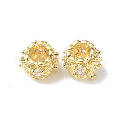 Латунные микро проложить кубического циркония бусы KK-I702-10G-1