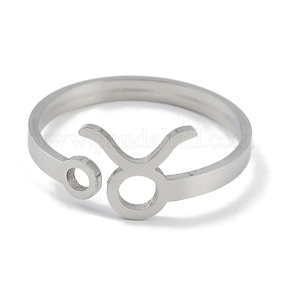 Не тускнеющее открытое кольцо-манжета из нержавеющей стали 304 созвездия для женщин RJEW-L122-001P-06-1