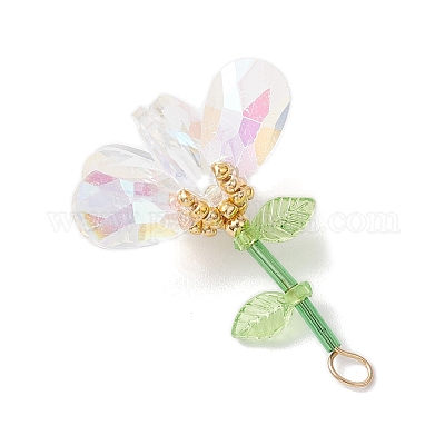 Подвески-цветы из стеклянных бусин ручной работы PALLOY-MZ00742-03-1