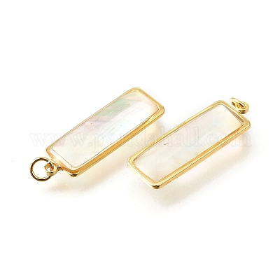 Подвески из натуральной белой ракушки и эпоксидной смолы KK-E794-02G-08-1