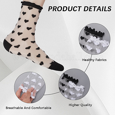 6 пара двухцветных нейлоновых носков из стеклошелка для женщин и девочек AJEW-CN0004-32-1