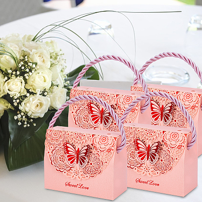 50 упаковка полых подарочных коробок для конфет с цветочным рисунком&nbsp;ABAG-TW0001-02-1