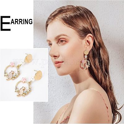 32 шт. 2-х цветная латунная фурнитура для сережек-гвоздиков KK-FH0002-19-1