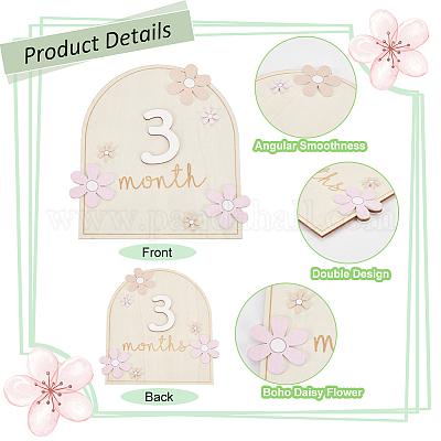 Карточки с ежемесячными вехами для ребенка из цветочного дерева с точками клея DIY-WH0569-42-1