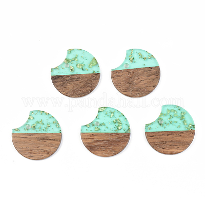 Подвески из прозрачной смолы и ореха RESI-S389-038A-B02-1