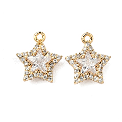 Латунные микропаве прозрачные подвески с фианитом KK-S531-29G-1