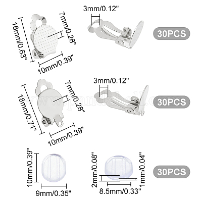 60 Clips Pour Boucles D'oreilles Non Percées - Acier Inoxydable 304 - Or Et Argent - DIY Bijoux