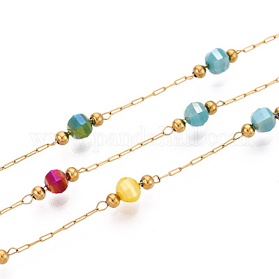 Круглые звенья стеклянных цепей ручной работы CHS-T006-30G-1