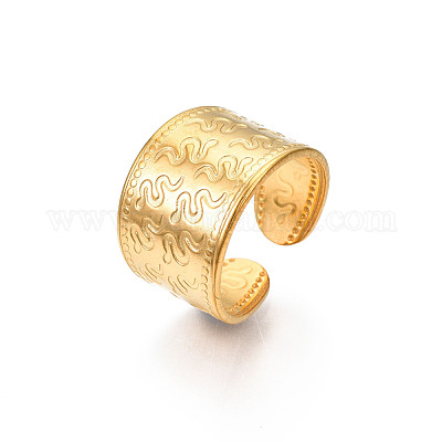 Кольцо-манжета с открытым змеевидным узором из нержавеющей стали 304 с ионным покрытием (IP) RJEW-S405-257G-1