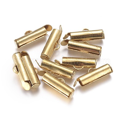 100PCS Brass Slide On End Clasp Tubes Slider End Caps For Jewelry