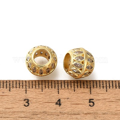 Стойка покрытие латунь с кубическим цирконием европейские бусины KK-Z086-21G-1