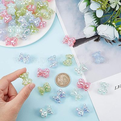 60шт 4 цвета непрозрачные акриловые бусины MACR-CA0001-22-1