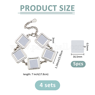 4 комплект сублимационных заготовок для изготовления браслетов из сплава BJEW-FH0001-10A-1