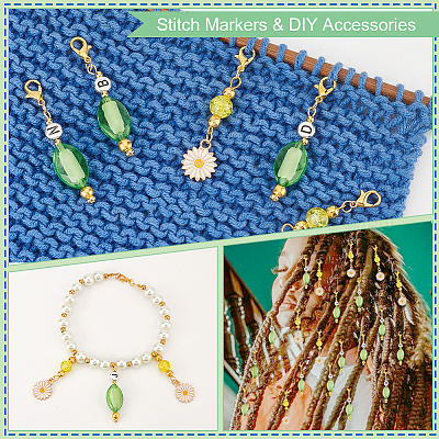 Маркеры-подвески в виде ромашек и овалов&nbsp;HJEW-AB00458-1