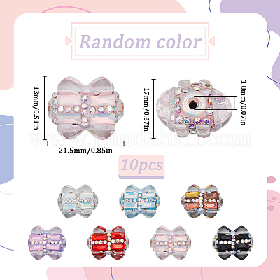 10 шт. прямоугольные бусины из полимерной глины с паве из стразов и сердцем из смолы CLAY-SC0002-13-1