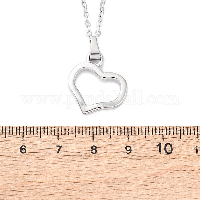 Ожерелья с подвеской в виде полого сердца из нержавеющей стали 304 NJEW-H059-16P-1