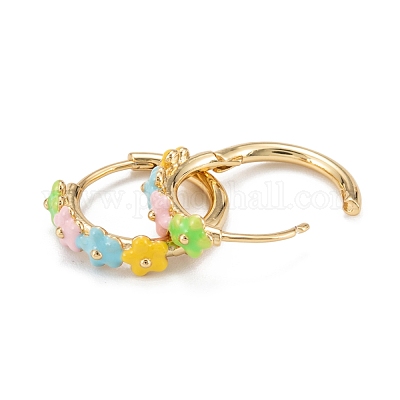 Клипсы из латуни с эмалью EJEW-D274-06G-1