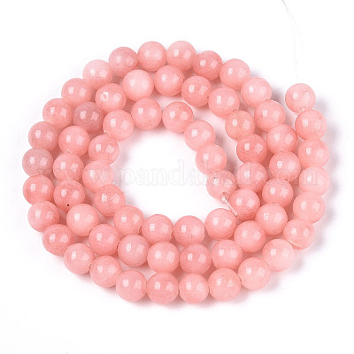 Нити круглых бусин из натурального окрашенного нефрита машан G-T139-6mm-67B-1