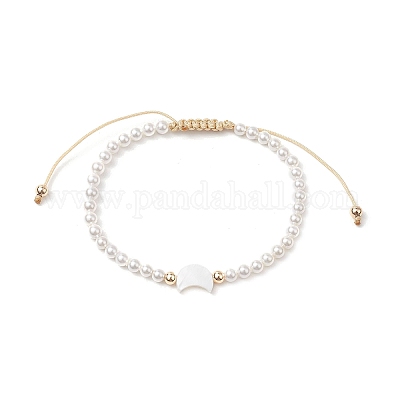 Браслеты из плетеных бусин из ракушек и жемчуга BJEW-JB11479-01-1