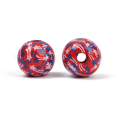 Тема Дня независимости деревянные европейские бусы WOOD-Z005-01A-02-1